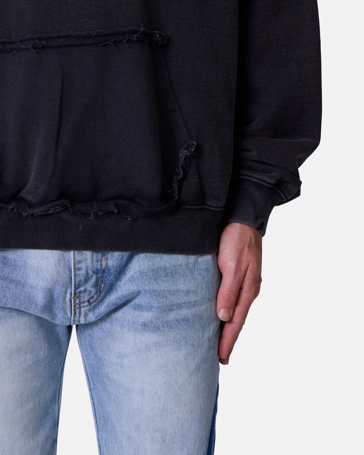 MNML Raw Stitch Hoodie Black
