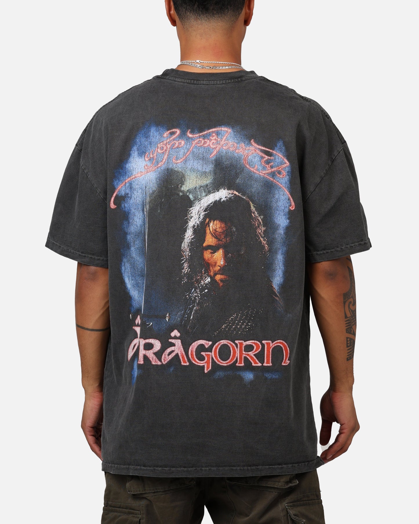 73Studio X The Lord Of The Rings Aragorn Heavyweight Vintage T-Shirt Black Wash