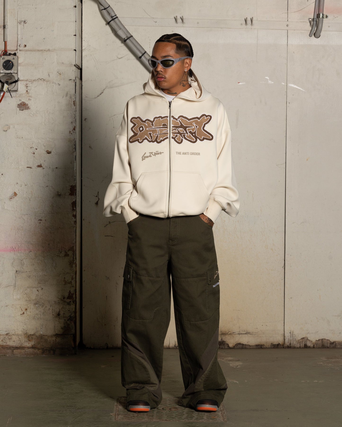 Loiter X The Anti Order Zip Hoodie Stone