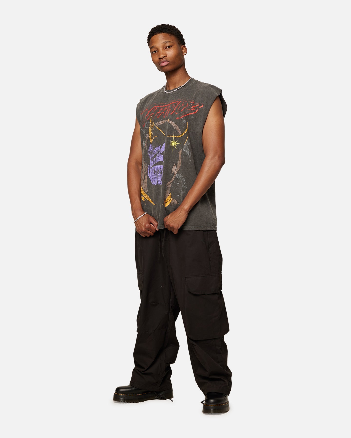 Marvel Thanos Heavyweight Vintage Muscle T-Shirt Black Wash