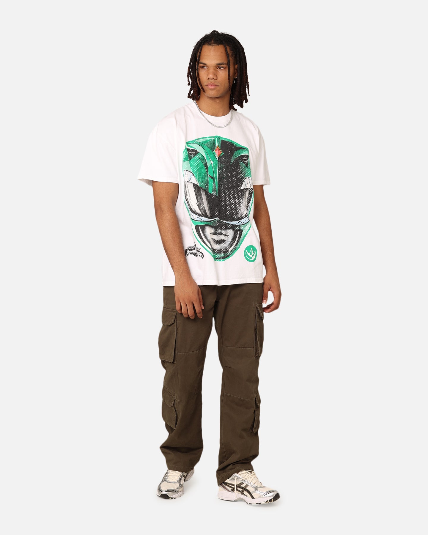 73Studio X Power Rangers Green Ranger Big Head Heavyweight T-Shirt White