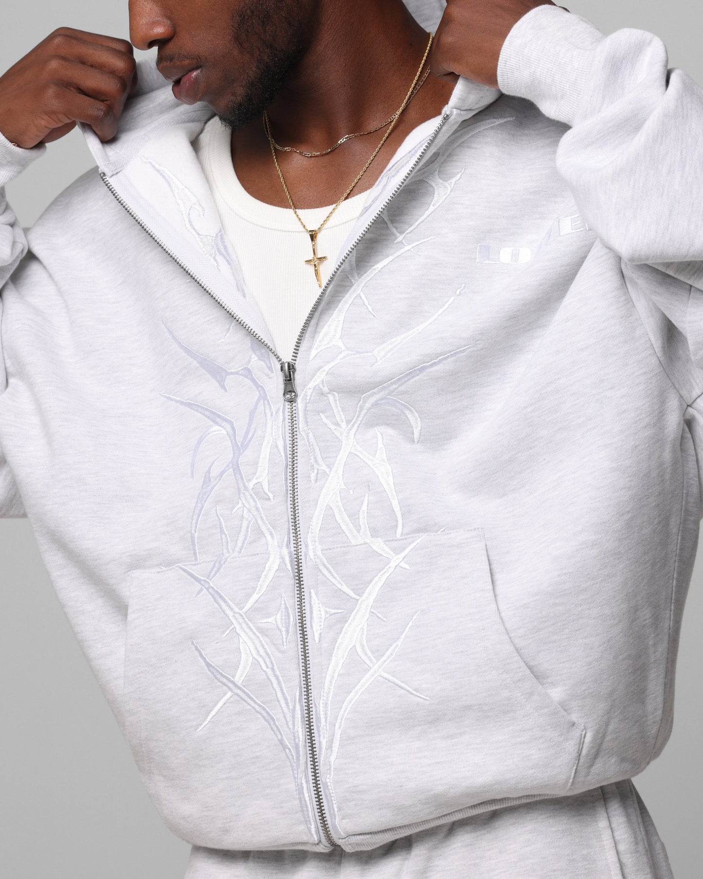 Loiter Blood Born Zip Hoodie Grey Marle