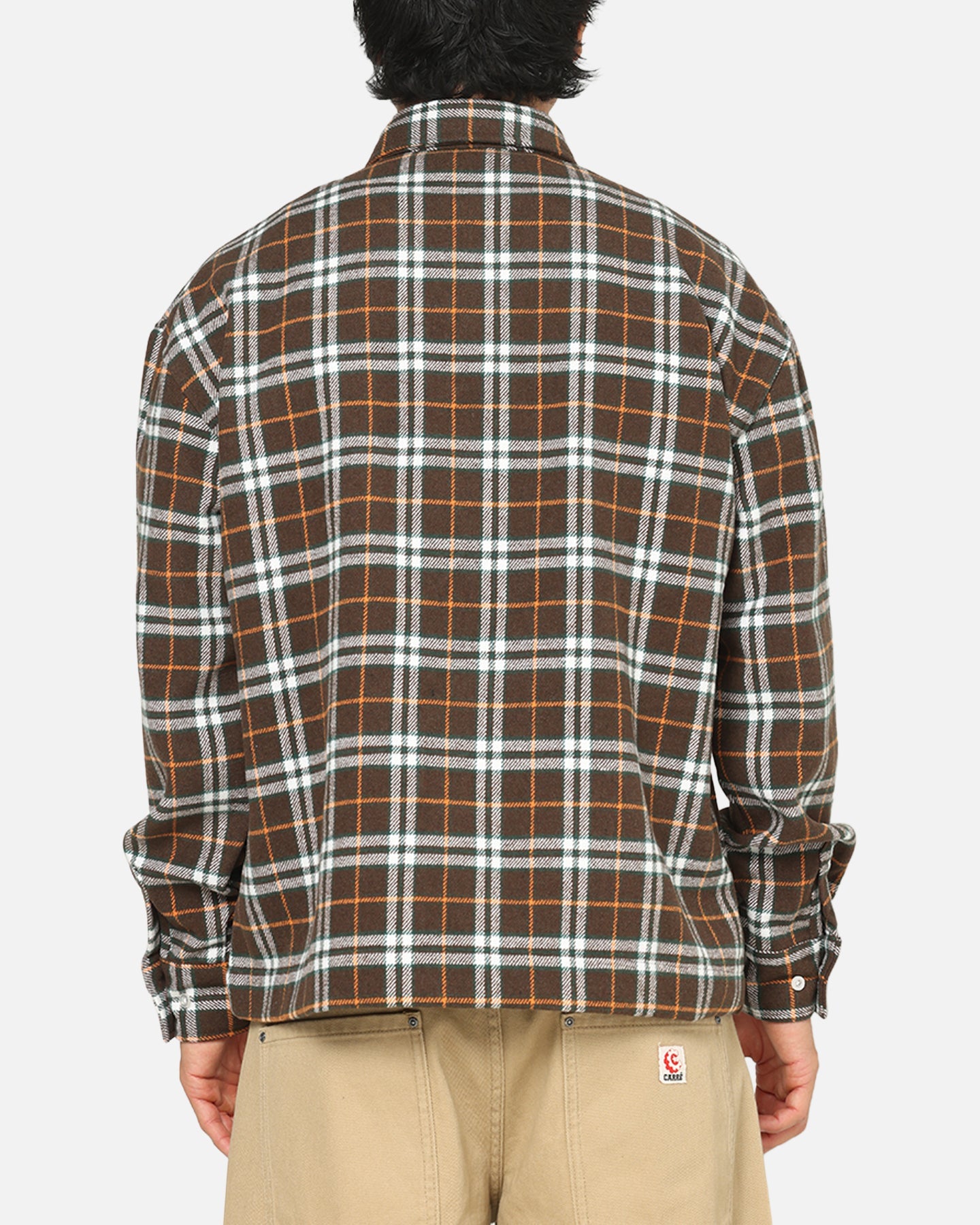 Carre Workwear Long Sleeve Button Up Shirt Brown-Plaid