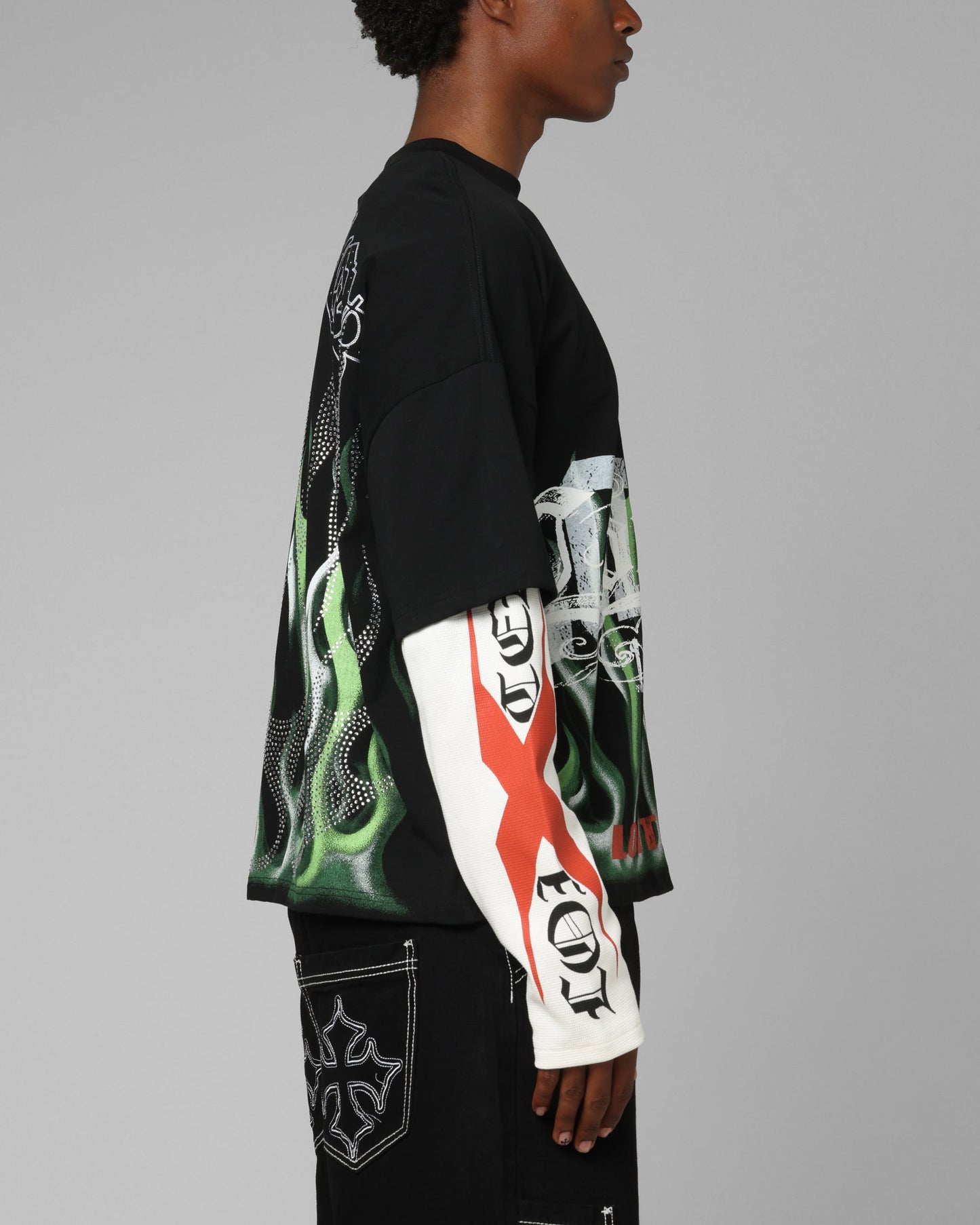Loiter Inferno Layered Long Sleeve T-Shirt Black