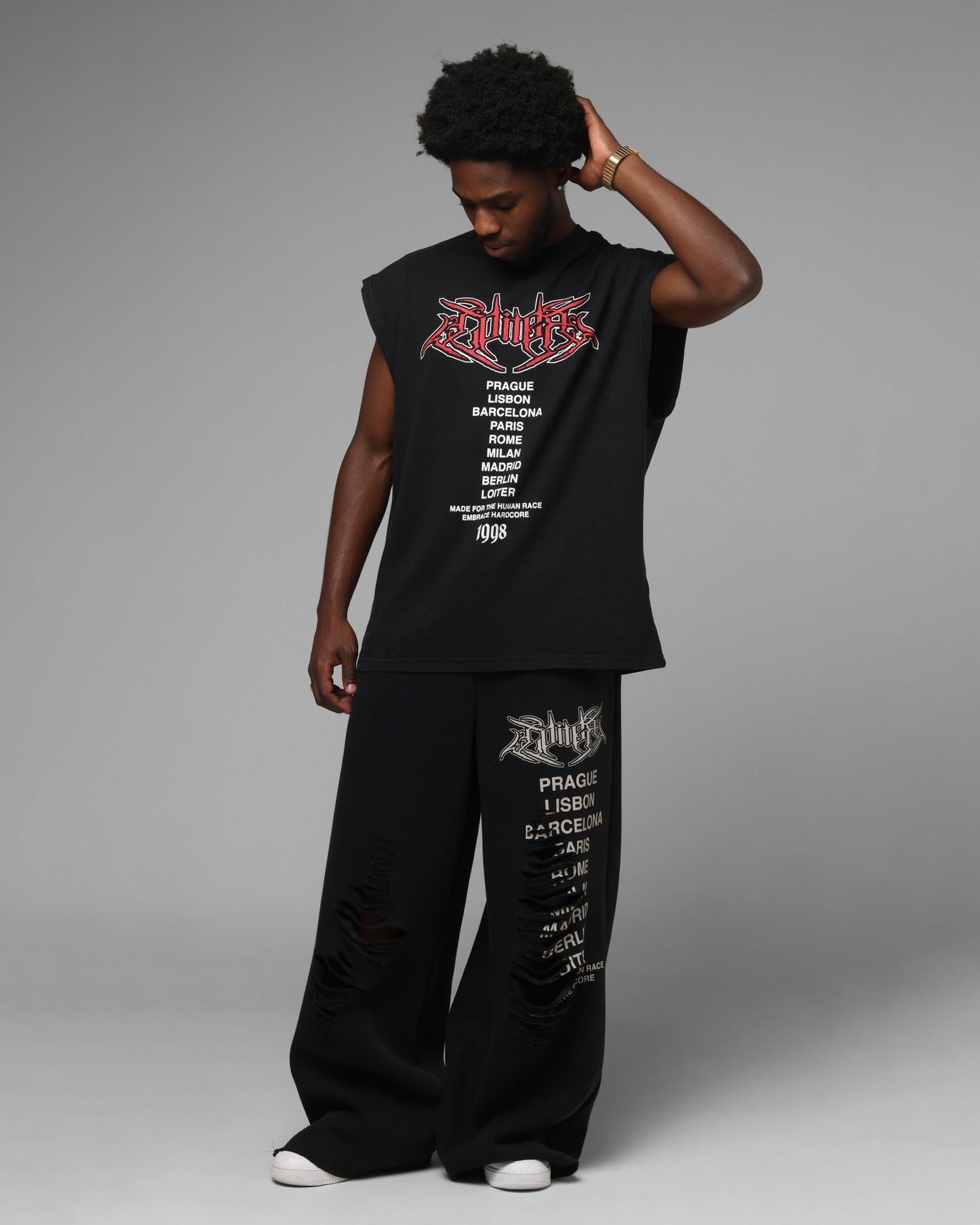 Loiter Hardcore Muscle T-Shirt Washed Black