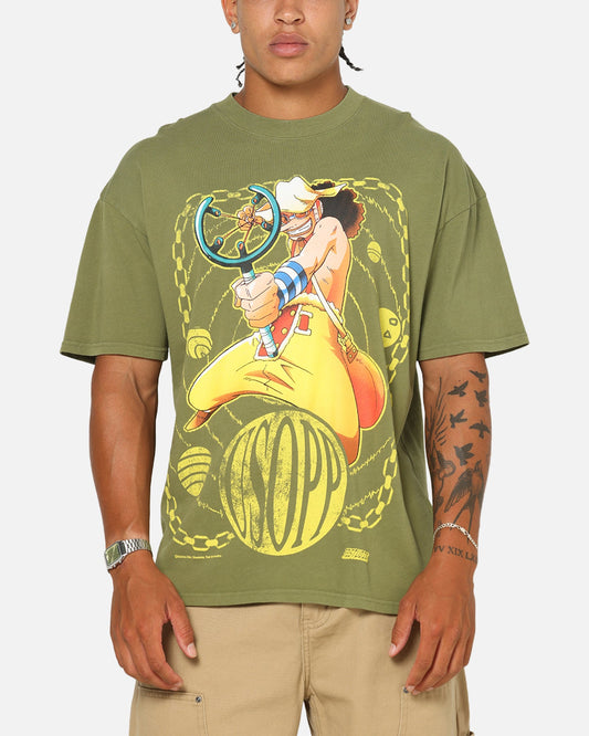 73Studio X One Piece Usopp Vintage T-Shirt Military Green