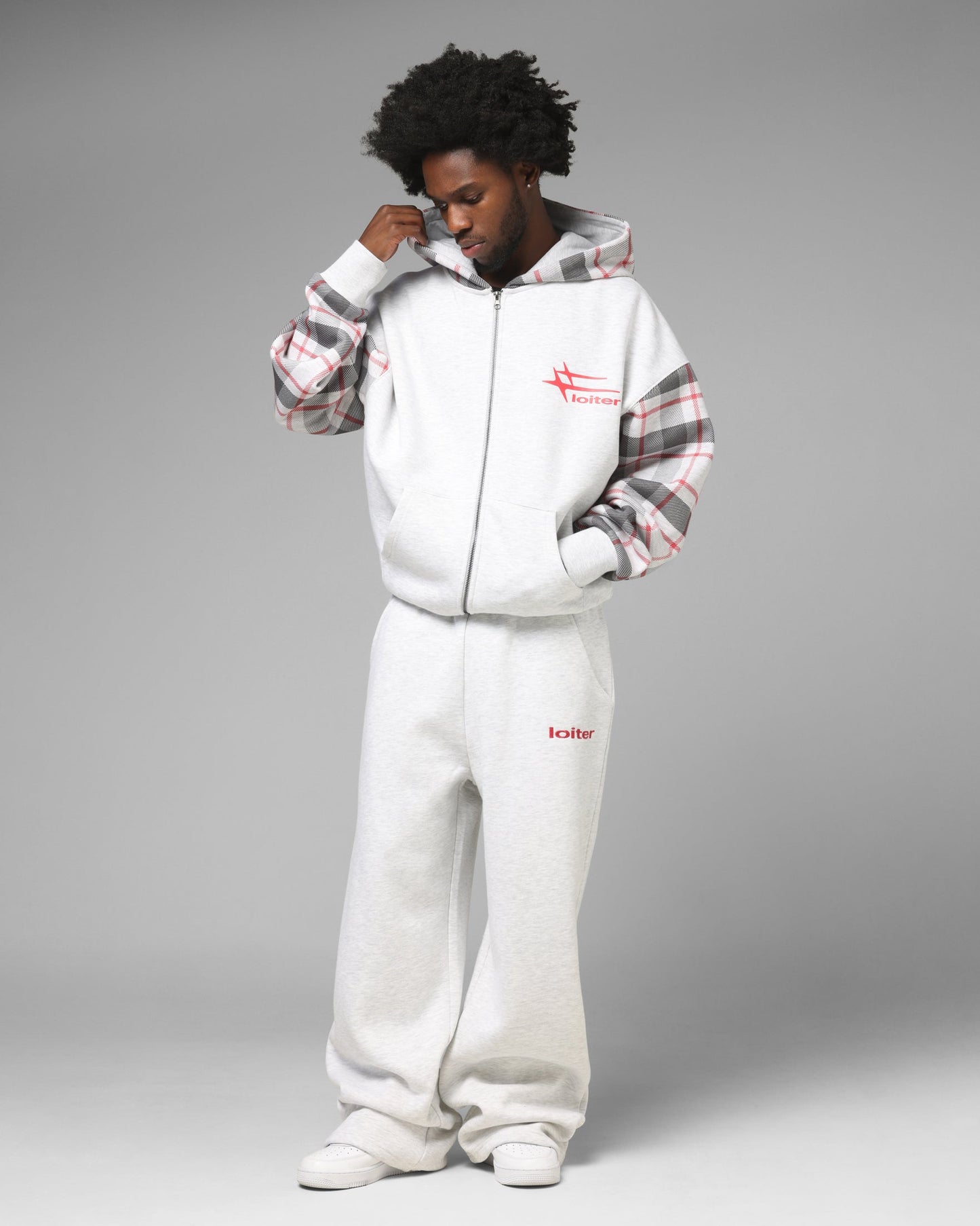 Loiter Ultra Hybrid Zip Hoodie Off White/Red