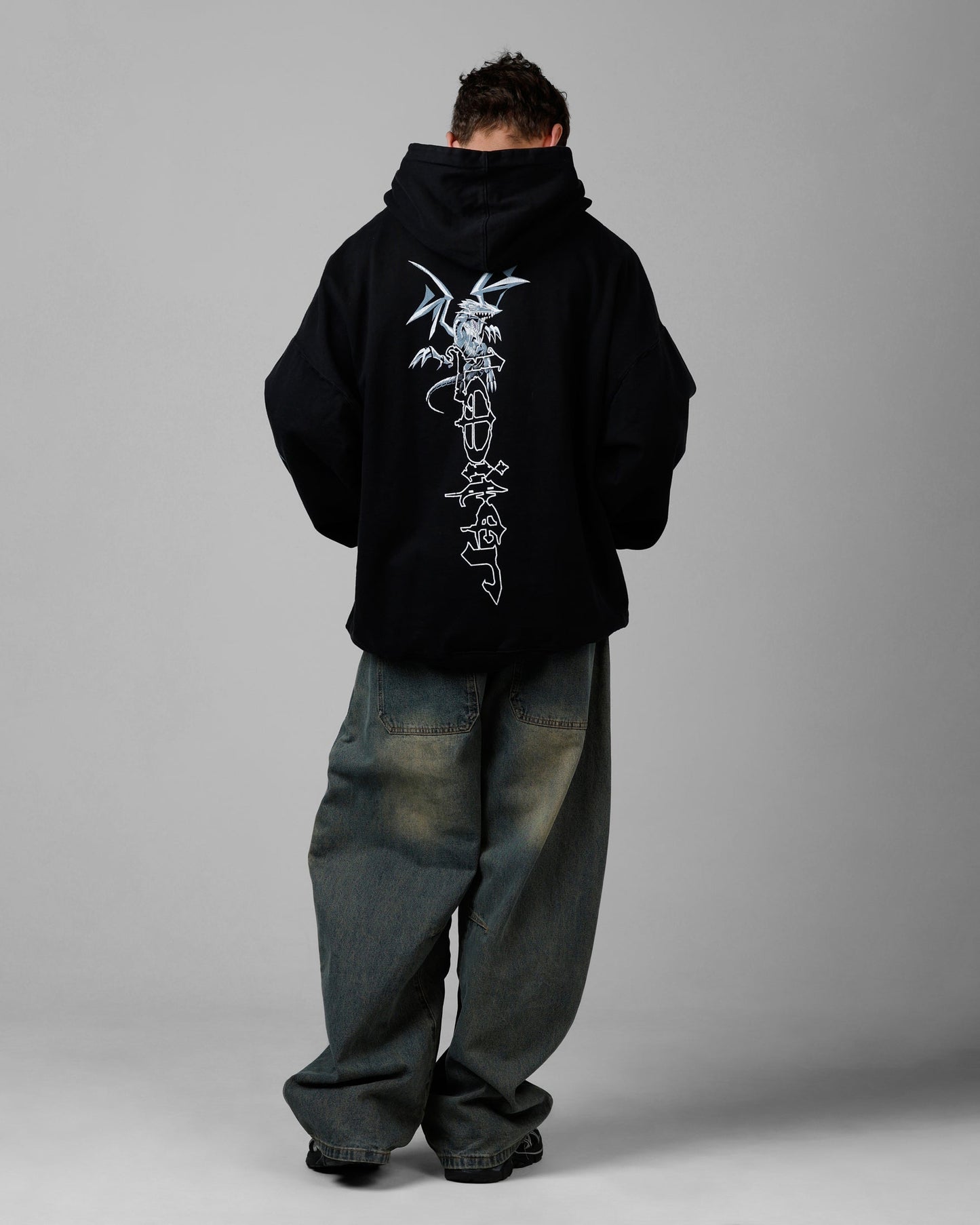 Loiter X Yu-Gi-Oh! Kaiba Blue Eyes Hoodie Black