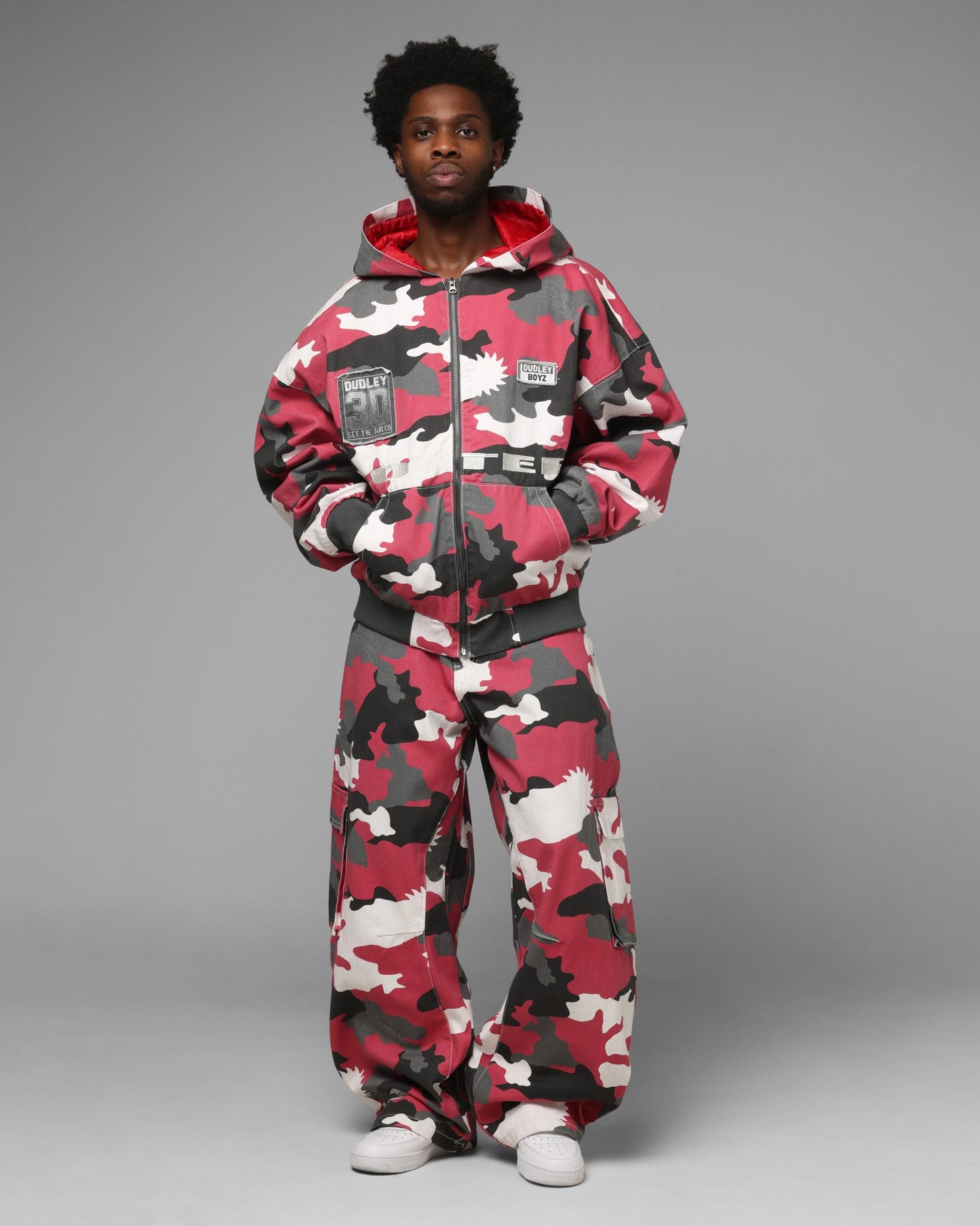 Loiter X WWE Dudley Boyz Camo Zip Jacket Red Camo