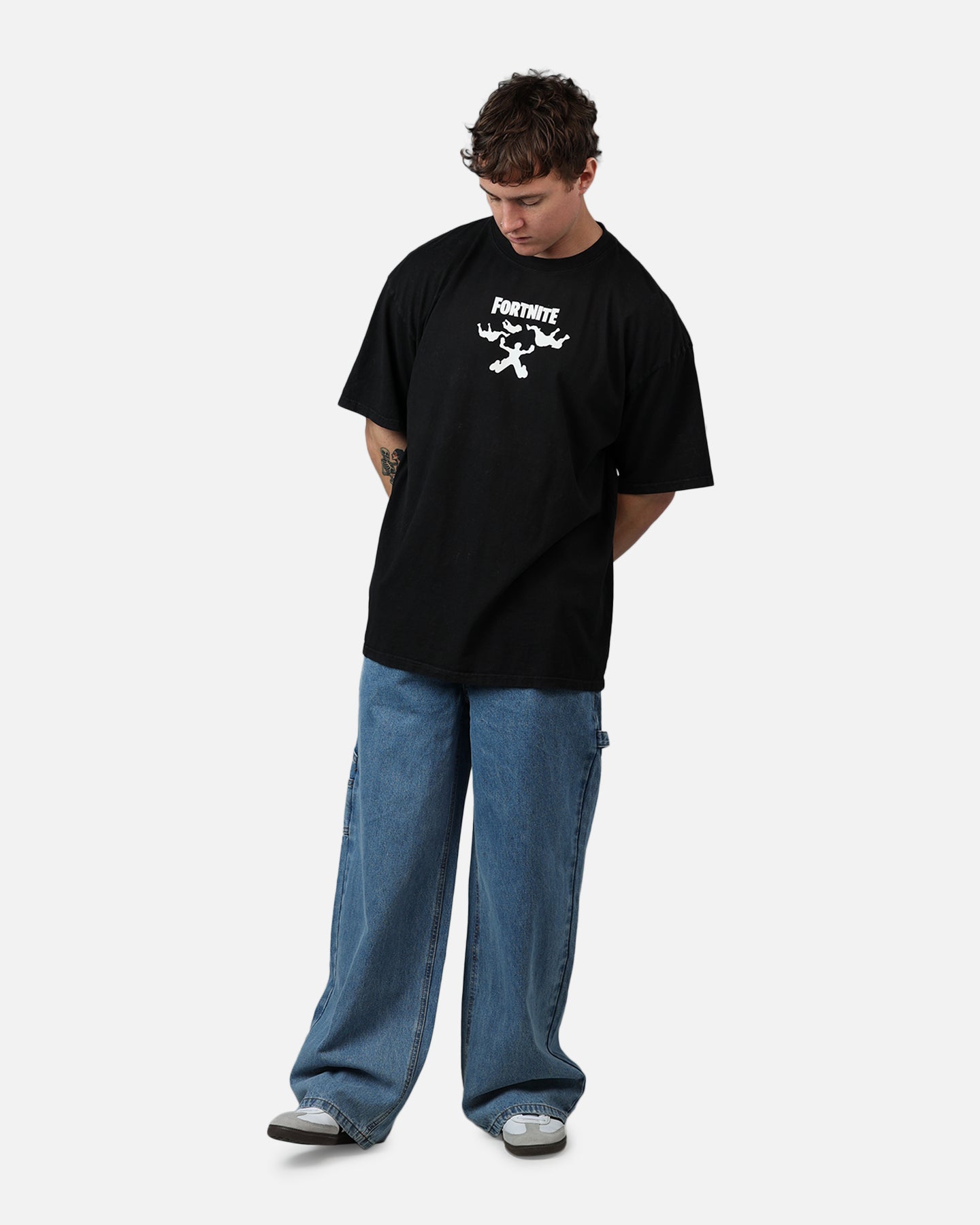 73Studio X Fortnite Where We Droppin T-Shirt Black Acidwash