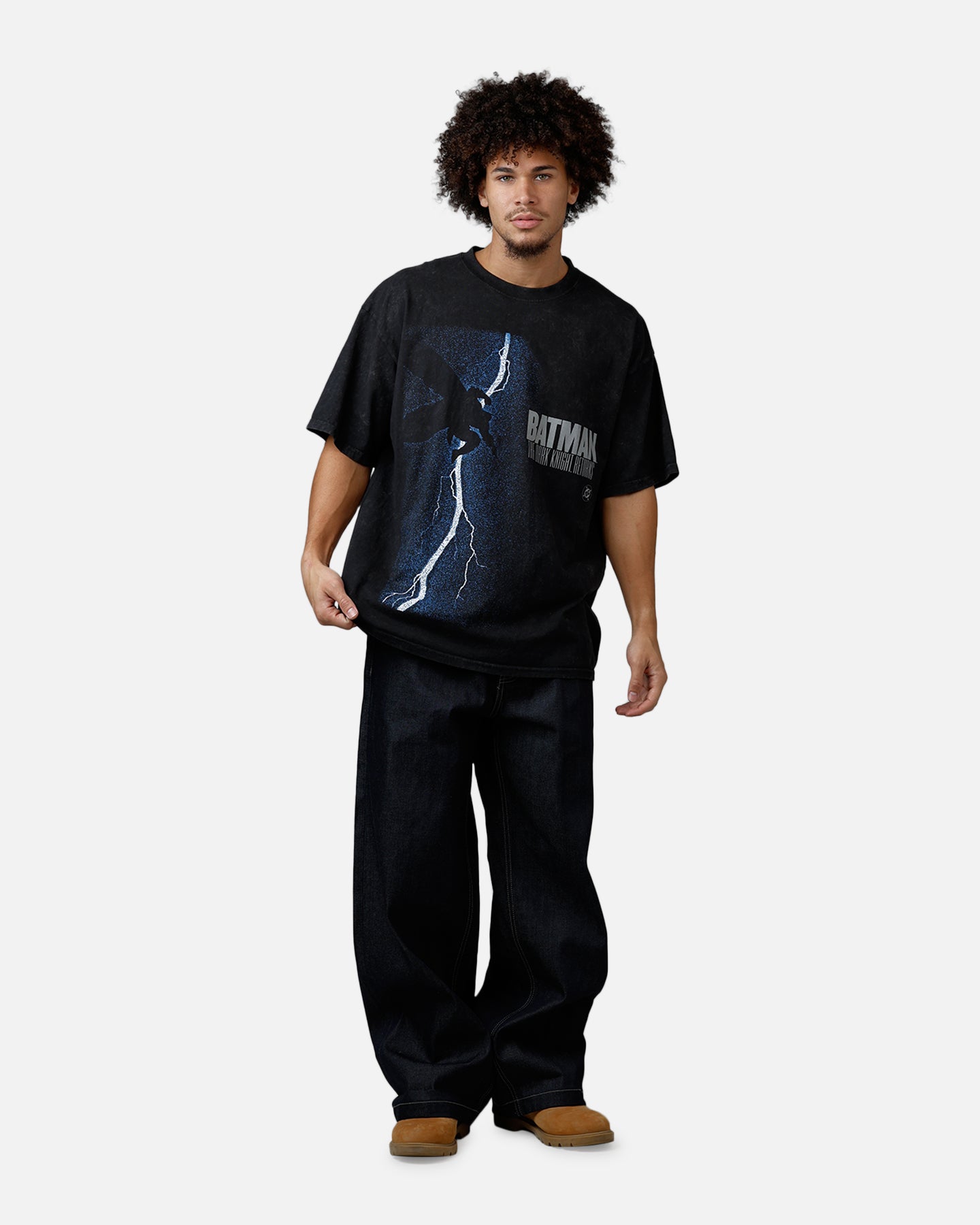 73Studio X DC Batman Dark Knight T-Shirt Black Acidwash