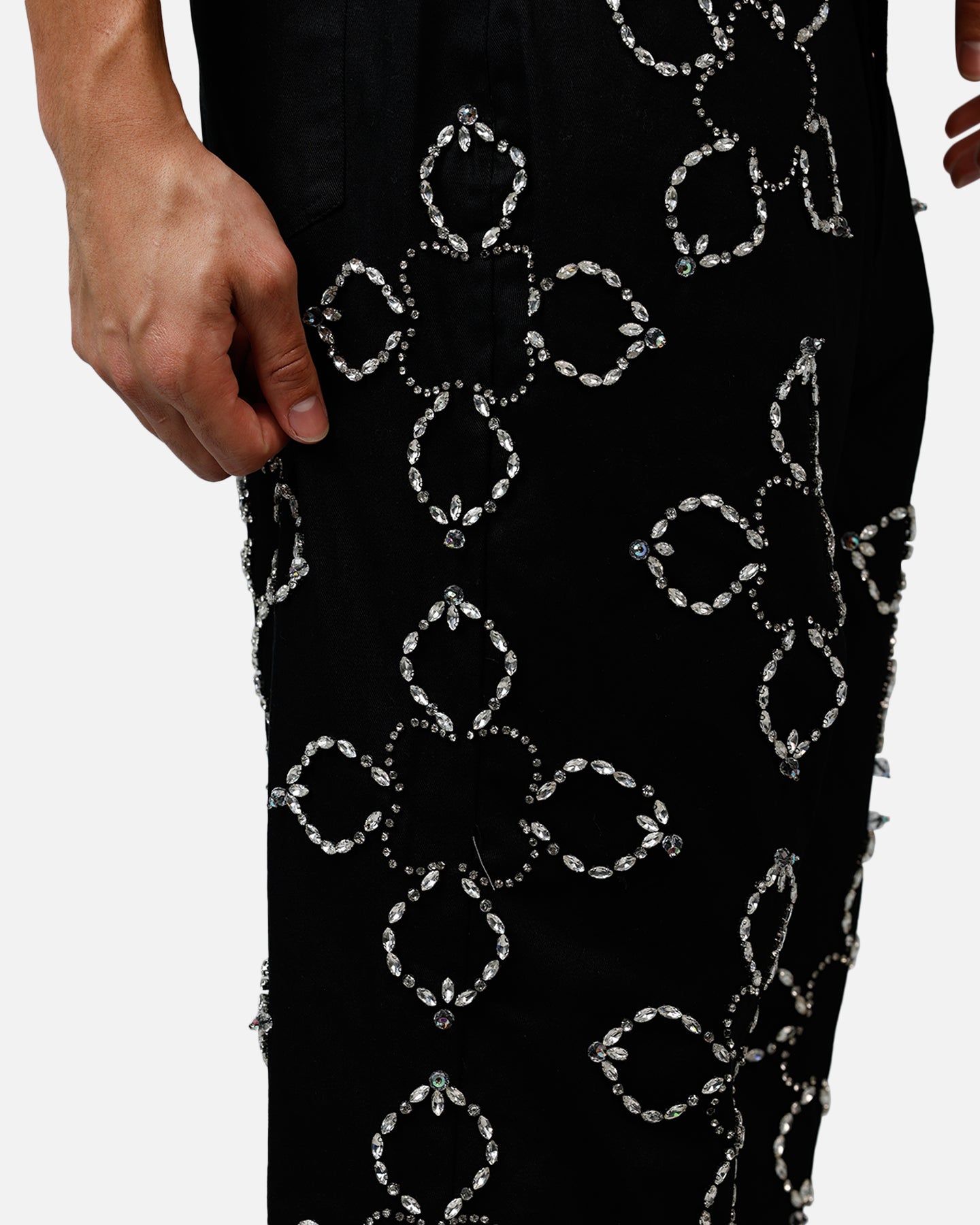 MNML Ultra Baggy Jewel Applique Pants Black
