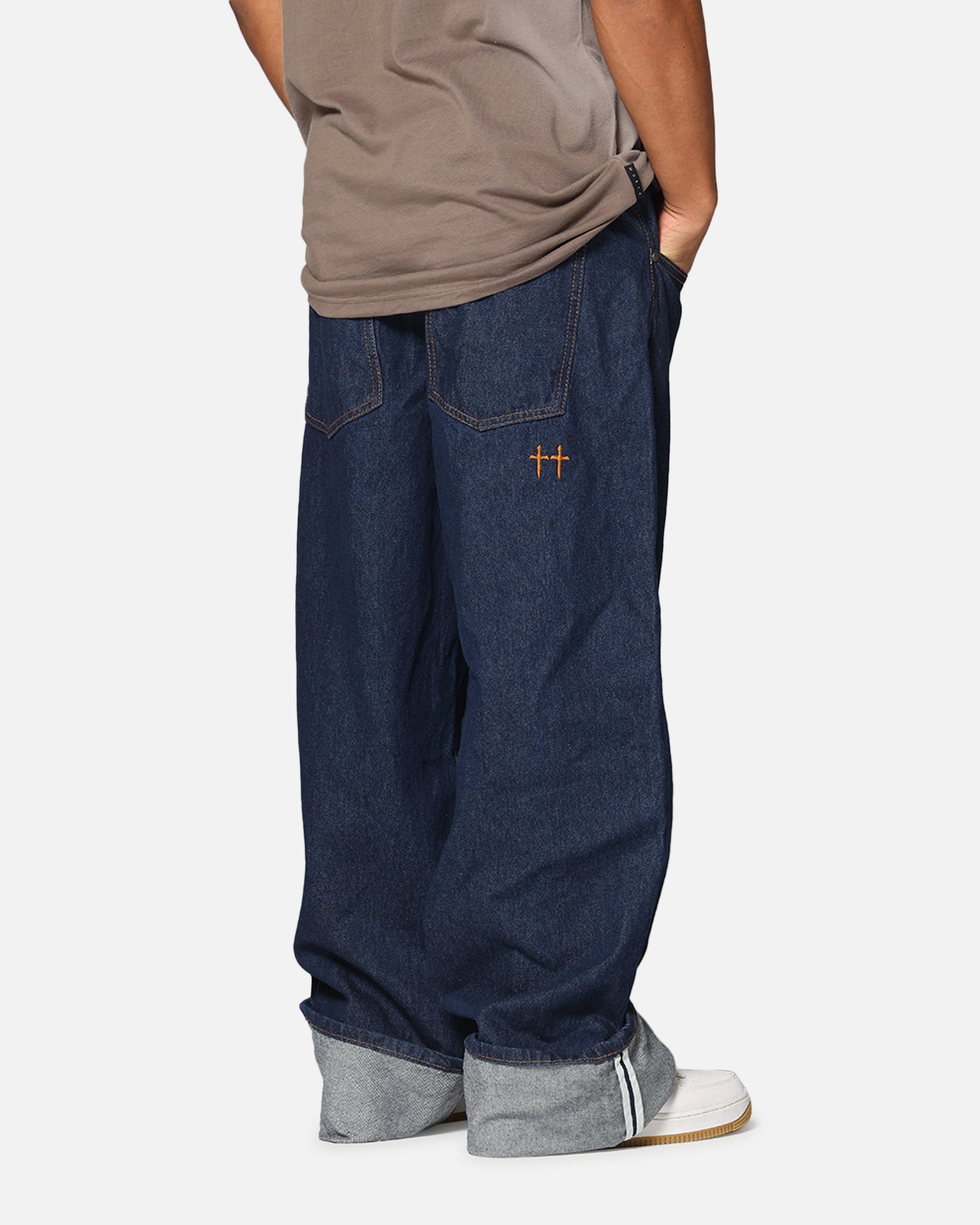 Saint Morta Amplus Selvedge Cuffed Jeans Indigo/Tan