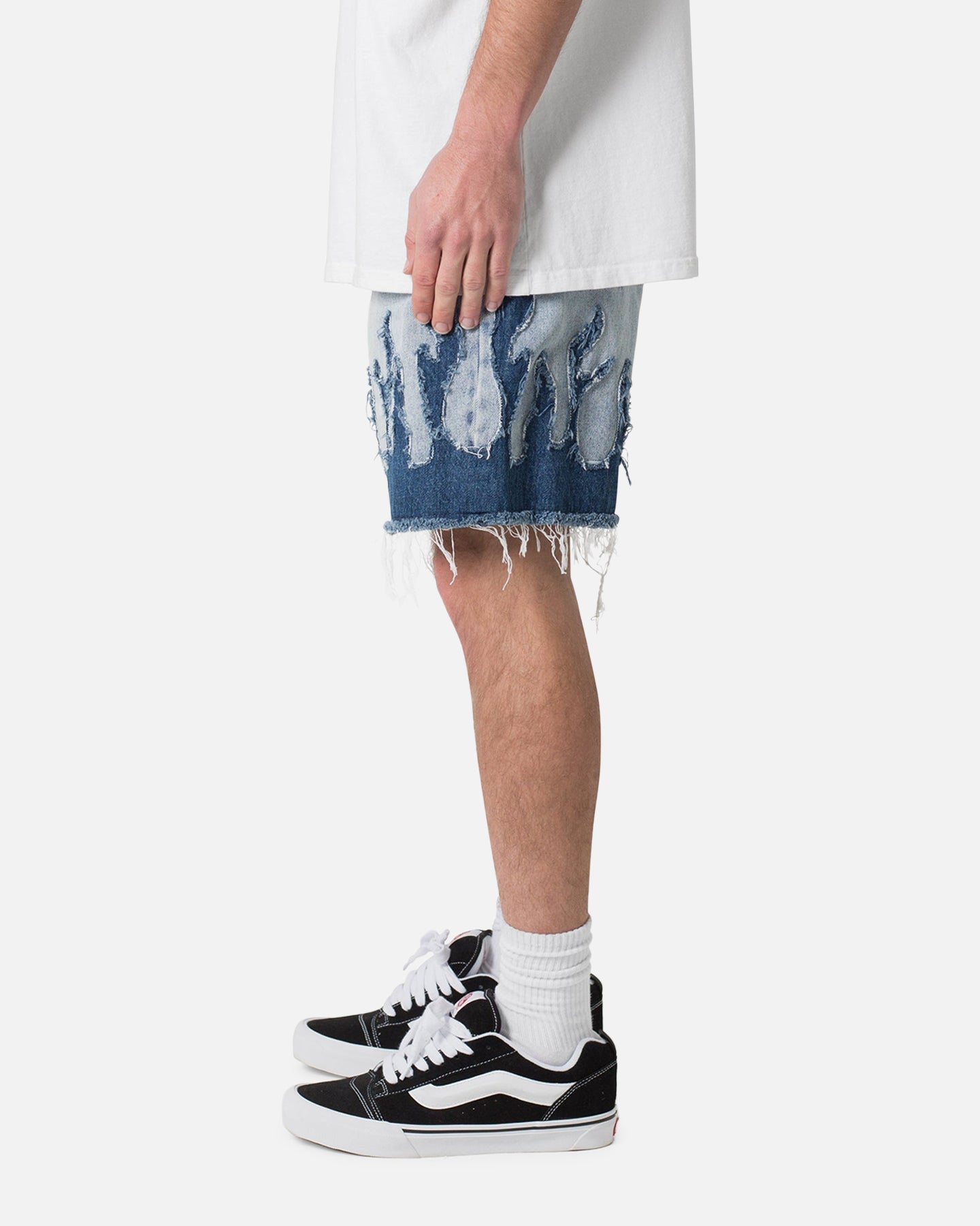 MNML Flame Denim Shorts Blue