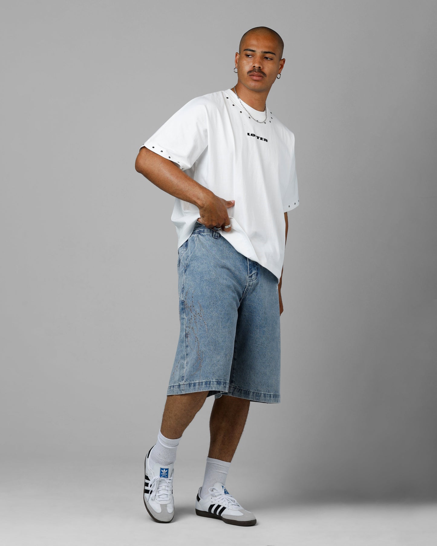 Loiter Goth Clique Jorts Blue Denim