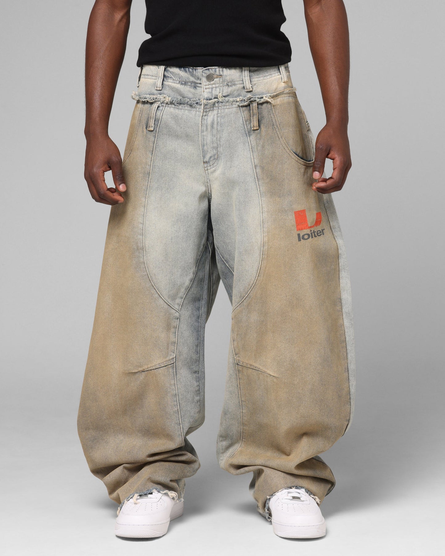 Loiter Layered Western Jeans Blue Wash