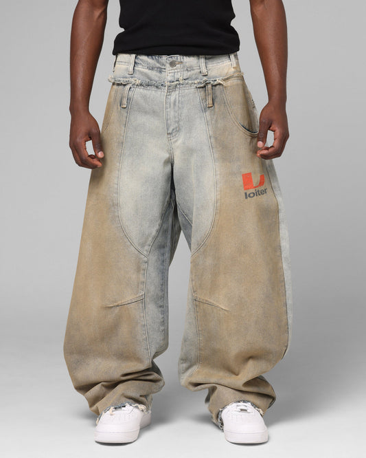 Loiter Layered Western Jeans Blue Wash