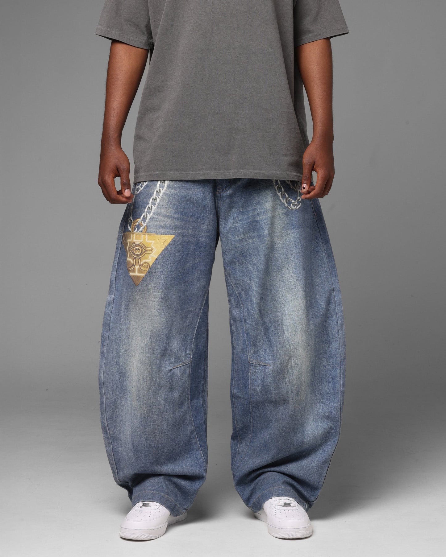 Loiter X Yu-Gi-Oh! Printed Yugi Denim Jeans Denim Blue