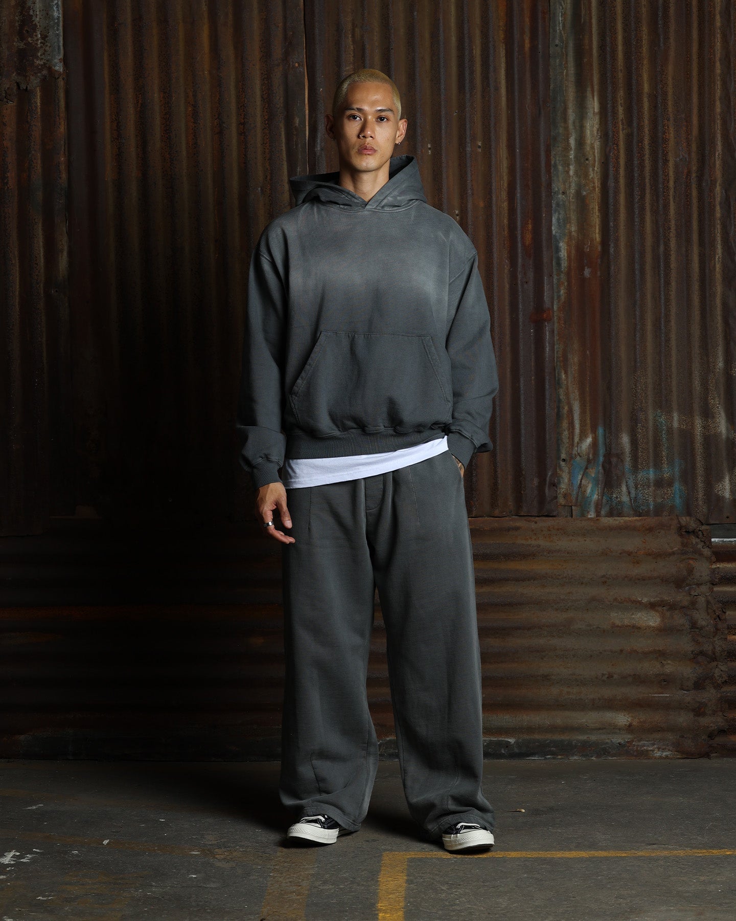 American Thrift Wide Leg Pants Washed Charcoal